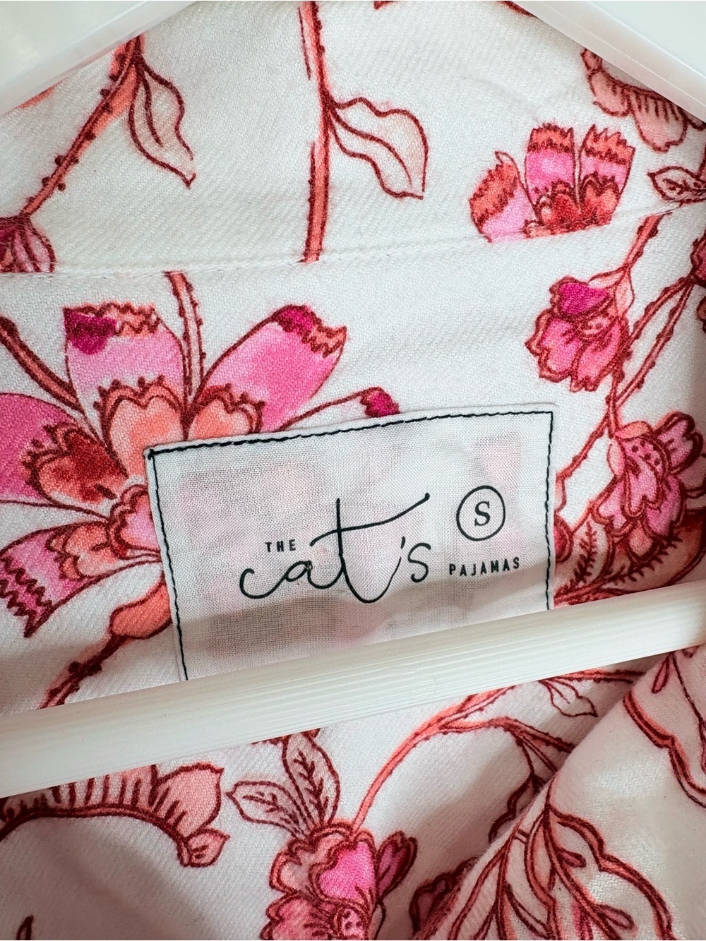 The Cat’s Pajamas Floral Cotton Pajama Set Pink White Soft Women’s Small - Picture 4 of 16